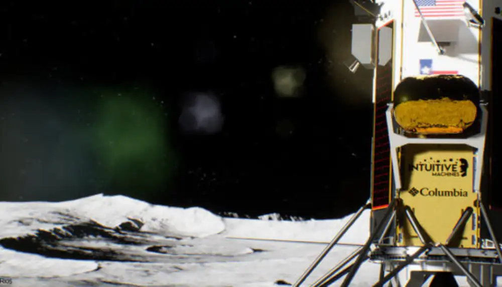 Odysseus lunar lander on the Moon. Image credit: Intuitive Machines, Nick Rios